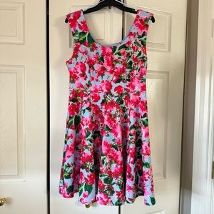 Milly women’s fit & flare dress in bright pink floral, size 14 NWT